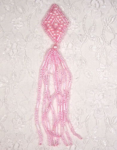 MA64 Pink Beaded Dangle Earrings / Applique 5.5