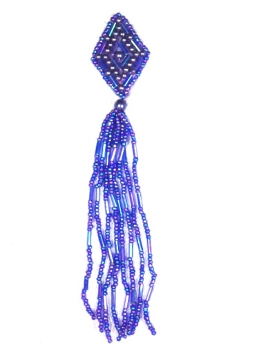 MA64 Purple Beaded Dangle Earrings / Applique 5.5