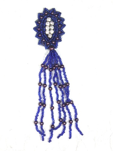 MA85 Blue Rhinestone Beaded Dangle Applique 5.5