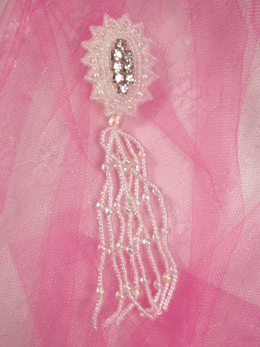 MA85 Crystal Ab Rhinestone Beaded Dangle Applique 5.5
