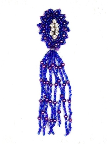 MA85 Purple Rhinestone Beaded Dangle Applique 5.5