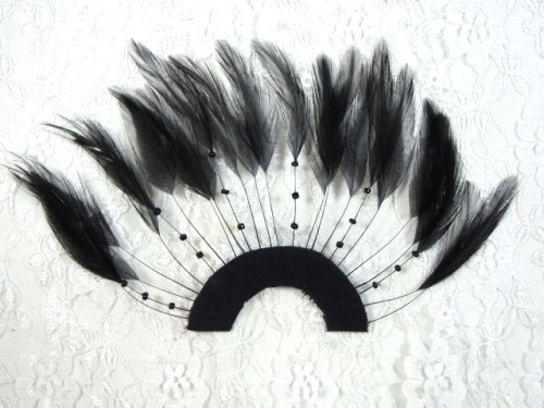 MR003   Black Half Circle Feather Applique 8\
