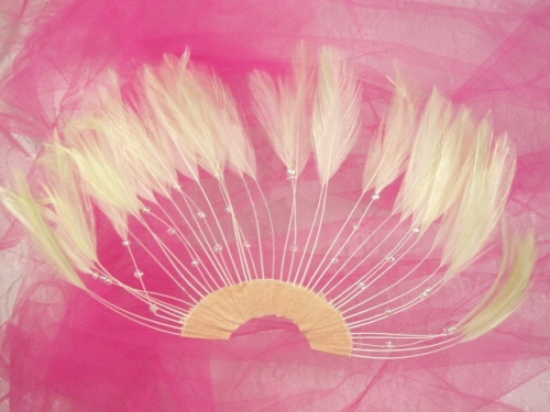 MR003   Ivory Half Circle Feather Applique 8\