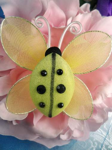 MR026 Yellow Organza Lady Bug Embellishment 2.75\