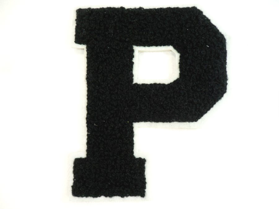 Letter P Black Embroidered Applique 4.5 (MS121)