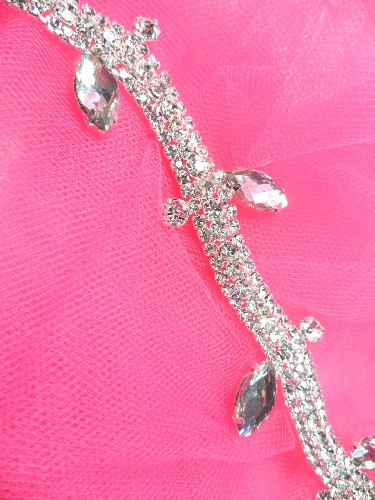N12 Silver Crystal Clear Rhinestone Glass Flowing Leaf Vine Trim 3/4\