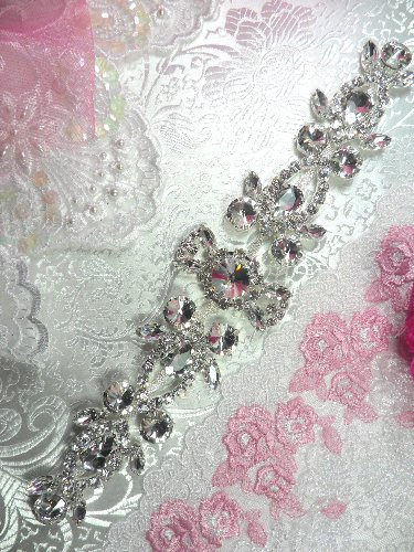 N14 Silver Crystal Clear Rhinestone Applique Embellishment 10\