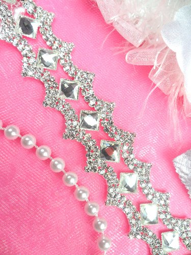 N41 Diamond Silver Crystal Clear Glass Rhinestone Trim 1\