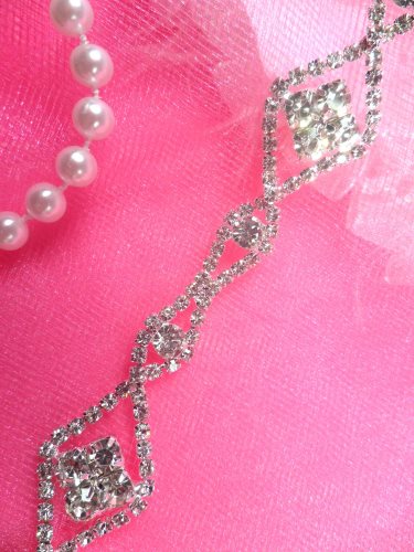 N56 Silver Crystal Clear Rhinestone Metal Backing Trim .75