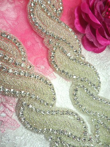 N8 Wave & Rhinestones Silver Beaded Crystal Clear Rhinestone Trim 1.5\
