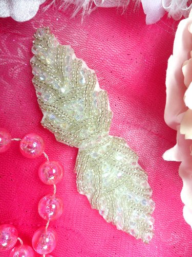 Q1 Crystal Aurora Borealis AB Beaded Designer  Applique Motif 5