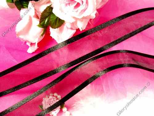 R6  Black Orangza Satin Edge Craft Ribbon 1.5