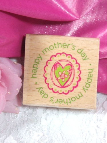 RS4  Happy Mother Day  Heart Rubber Stamp
