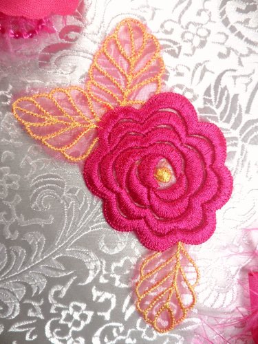 GB44 Fuchsia Flower Embroidered Applique Floral 4.25\