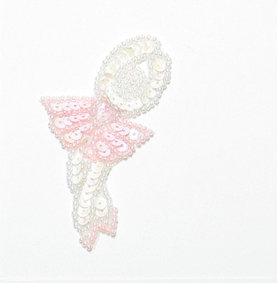 E017 XS Pink Ballerina Sequin Beaded Applique 2.75
