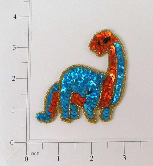 E181  Brontosaurus Dinosaur Sequin Beaded Applique 3