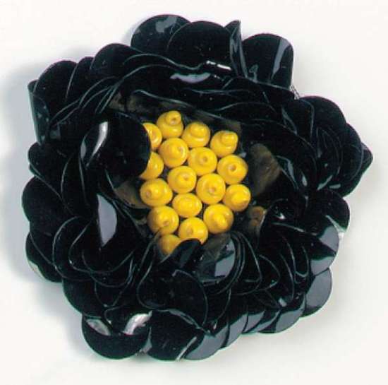 E249  Black Floral Sequin Beaded Applique Flower 2
