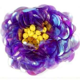E249 Purple Crystal  Floral Sequin Beaded Applique Flower  2