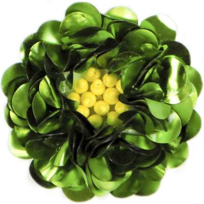 E249   Lime Floral Sequin Beaded Applique Flower  2