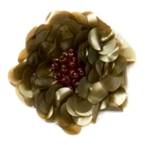 E249  Matte Olive Floral Sequin Beaded Applique Flower 2\