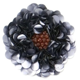 E250 Matte Gray  Beaded Sequin Applique Flower   2.75