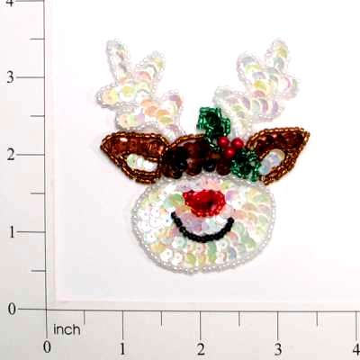He's Back! Christmas Rudolph the Red Nosed Reindeer Applique Sequin Beaded JB221