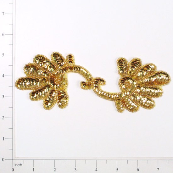 E3400  Gold Curl Sequin Beaded Applique 7