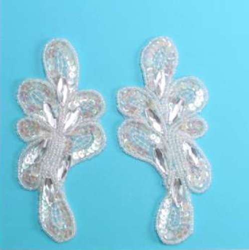 E3406 Crystal Mirror Pair Sequin Beaded Appliques 5.25\