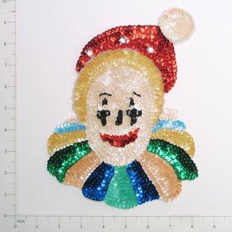 Large Clown Face 9 Sequin Beaded Appliques E3411