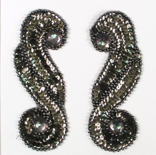 E3424  Brown Mirror Pair Sequin Beaded Appliques  5.25\