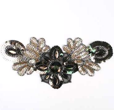 E3432  Brown Jewel Sequin Beaded Applique Collar 10