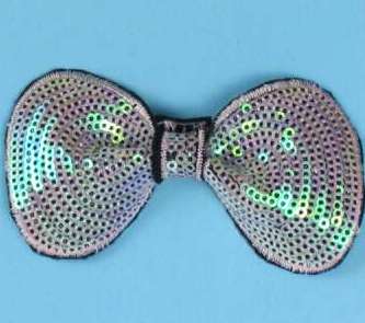 E3438  White AB Sequin Bow  Applique