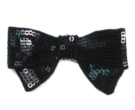 E223 Set of 2 Black Sequin Bow Hair Bow Clip Appliques $ave @ Glory's House ! :