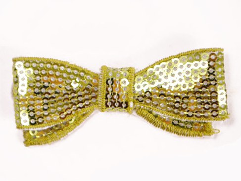 E3440 Bright Lime Sequin Bow Applique 2.75