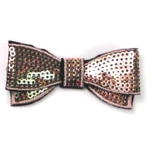 E3440  Copper Sequin Bow  Applique 2.75"
