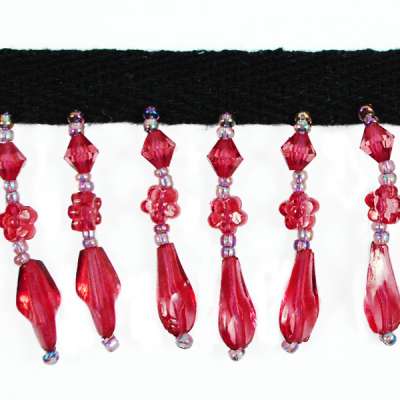 P3534 Purple Wine Fringe Beaded Trim Pre-Cut 24
