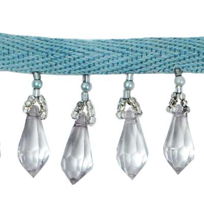 P3540 Seafoam Gray Fringe Beaded Trim Pre-Cut 36