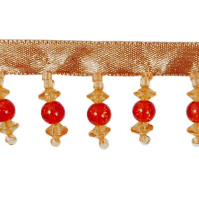 P3640 Home Decor Amber Beaded Fringe Trim Pre-Cut 36