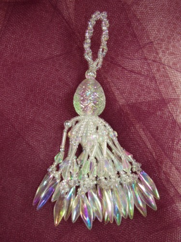 E3650 Crystal AB Raindrop Beaded Tassel 3.25