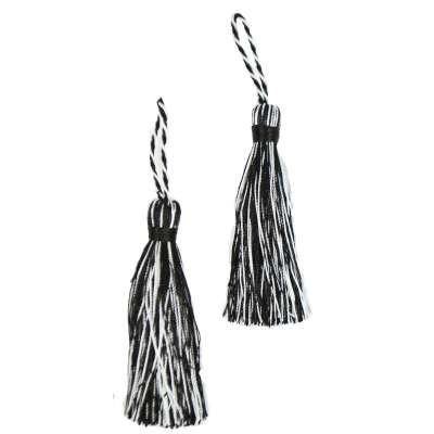 E5524  Set of Black and WhiteTassels 3.75\