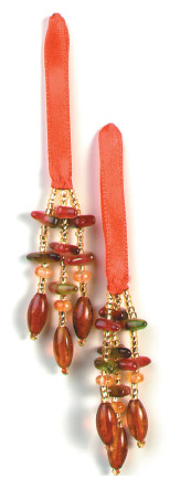 E5572 Set of 2 Red Beaded Tassels 2