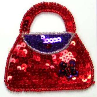 Ladies Purse Sequin Beaded Applique  E5842