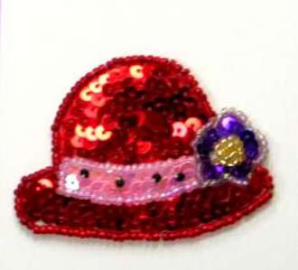 Ladies Hat Sequin Beaded Applique  E5847