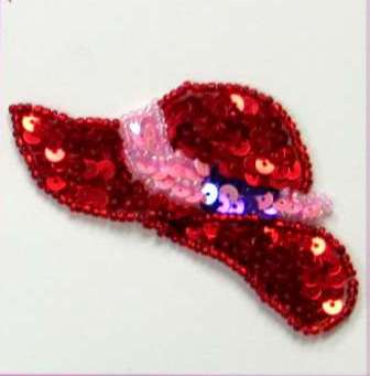Ladies Hat Sequin Beaded Applique  E5850