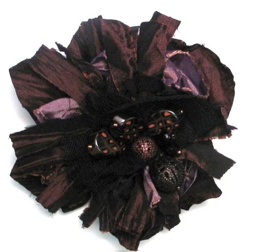 E5981  Brown Multi Floral Beaded Brooch or Applique