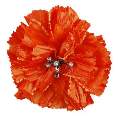 E5982  Orange Rhinestone Florantina  Brooch 4"