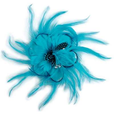 E5998 Turquoise Feather Pin Clip Brooch