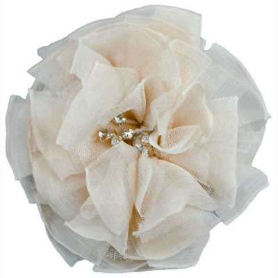 E6001 Ivory Flower Rhinestone Brooch  4.75
