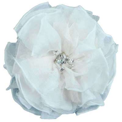 E6001  White Flower Rhinestone Brooch  4.75