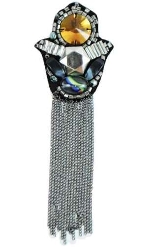 E6014 Tulip Beaded Brooch Applique with Chains
